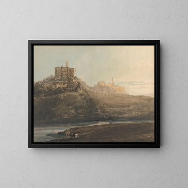 Château de Warkworth, Northumberland - Thomas Girtin — oprawiony obraz na ścianie