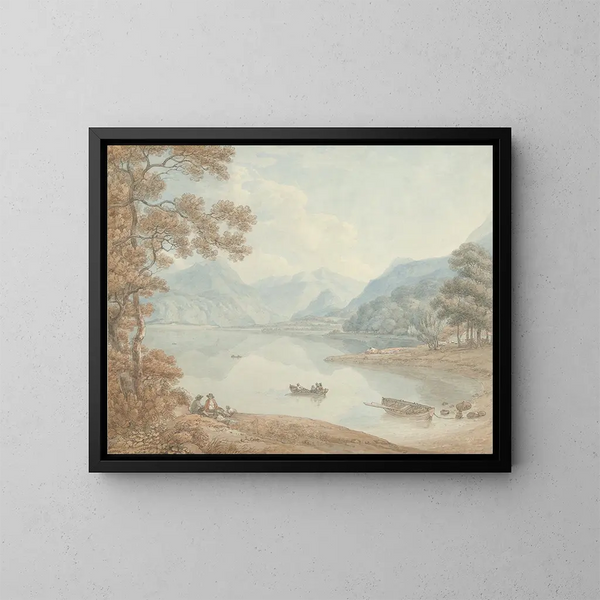 Widok na jezioro Derwent w kierunku Borrowdale, Cumberland - Thomas Hearne — oprawiony obraz na ścianie