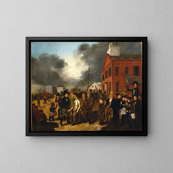 Pierwszy wybór państwowy w Detroit, Michigan, 1837 - Thomas Mickell Burnham — oprawiony obraz na ścianie