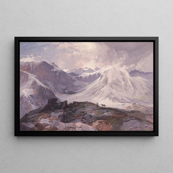 Le Sentier Musquito, Góry Skaliste Kolorado, Wysokość 12000 stóp - Thomas Moran — oprawiony obraz na ścianie