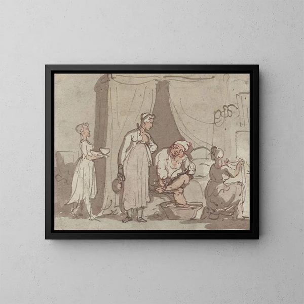 Le Bain de pieds - Thomas Rowlandson — oprawiony obraz na ścianie