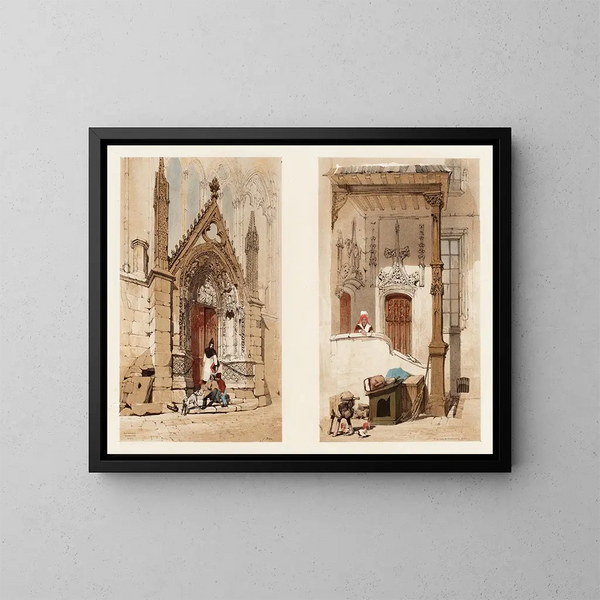 Czerwone drzwi z Notre-Dame i ulicy des Marmousets w Paryżu - Thomas Shotter Boys — oprawiony obraz na ścianie