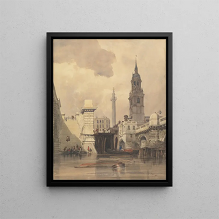 Thomas Shotter Boys - The Church of St Magnus the Martyr London Bridge with the Monument in the Background.webp