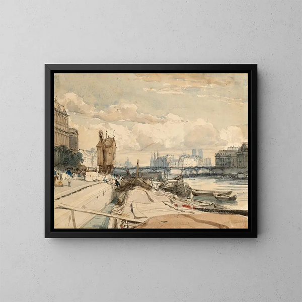 Widok na Most Sztuki i wyspę Île de la Cité z Quai du Louvre, Paryż - Thomas Shotter Boys — oprawiony obraz na ścianie