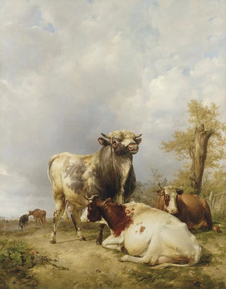 Thomas Sidney Cooper - A Bull And Cows In A Landscape.webp