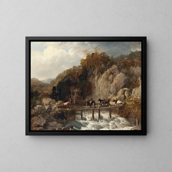 Moulin d'Umberleigh, rzeka Taw, Devon - Thomas Sidney Cooper — oprawiony obraz na ścianie