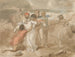 Kobieta uratowana z morza i pomagająca na plaży, łódź wiosłowa i ratownicy w tle - Thomas Stothard — widok dzieła