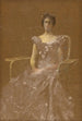 Dama w fotelu z rattanu - Thomas Wilmer Dewing — widok dzieła