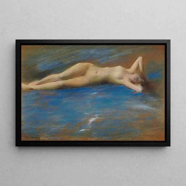 Postać nagiej dziewczyny leżącej - Thomas Wilmer Dewing — oprawiony obraz na ścianie
