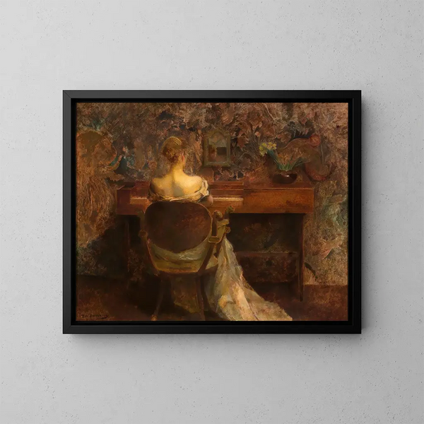 Le clavecin - Thomas Wilmer Dewing — oprawiony obraz na ścianie