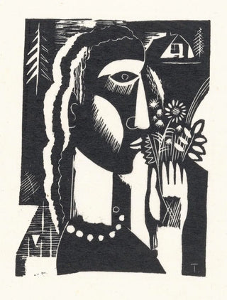 Tinus van Doorn - Vrouw met bloemen in haar hand.webp