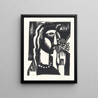 Tinus van Doorn - Vrouw met bloemen in haar hand.webp