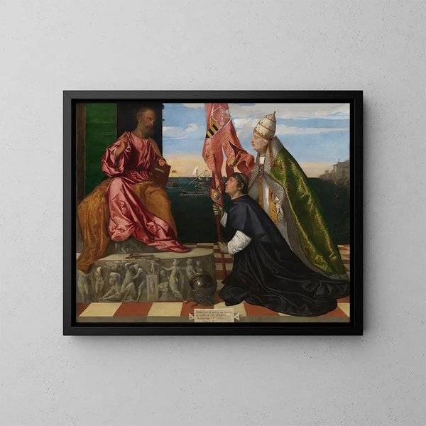 Papieża Aleksandra VI przedstawiającego biskupa Jacopo Pesaro u św. Piotra - Titian — oprawiony obraz na ścianie