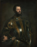 Portret Alfonsa d'Avalosa, markiza del Vasto w zbroi z page'em - Titian — widok dzieła