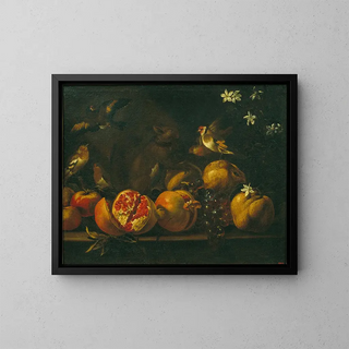 Tommaso Realfonso - Still Life with Pomegranates Grapes Birds and a Squirrel.webp