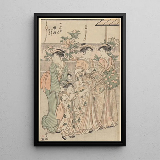 Torii Kiyonaga - Peonies on Nakanoch Street in Yoshiwara Gay Quarters Nakanoch no Botan.webp