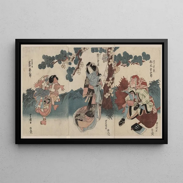Matsumoto Koshiro, Segawa Kikunojo, Iwai Kumesaburo - Toyokuni Utagawa — oprawiony obraz na ścianie