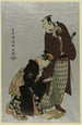 Yodaime Matsumoto Koshiro en Yamato no Yabodaijin et Shodai Nakayama Tomisaburo en Shinmachi no Keisei Umegawa - Tōshūsai Sharaku — oprawiony obraz na ścianie