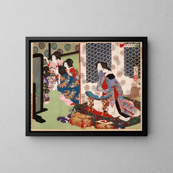 Uczta w pałacu Koshida - Tsukioka Yoshitoshi — oprawiony obraz na ścianie