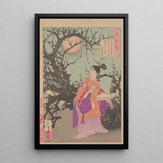 Tsukioka Yoshitoshi - Michizane composes a poem by moonlight.webp