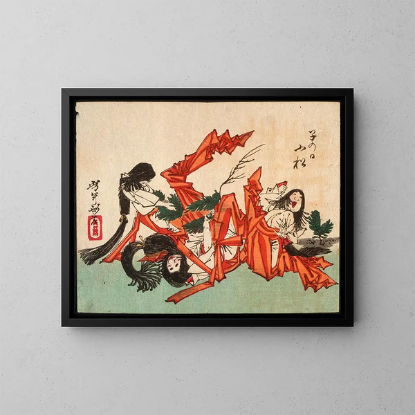 Tirer des pousses de pin le jour du Rat - Tsukioka Yoshitoshi — oprawiony obraz na ścianie