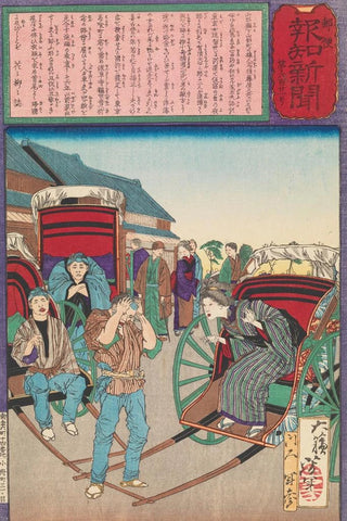 Tsukioka Yoshitoshi - The Loyal Wife Koto Recognizes Her LongLost Husband as a Rickshaw Driver.webp