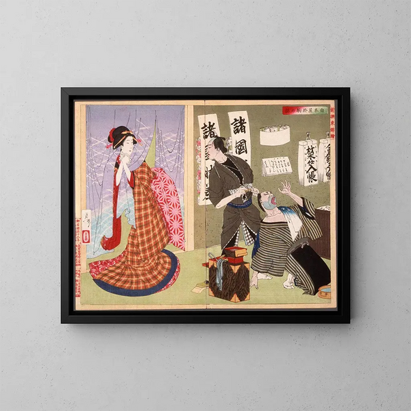 L'histoire d'Okoma de Shirokiya - Tsukioka Yoshitoshi — oprawiony obraz na ścianie