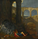 Un caprice architectural avec des ruines anciennes, un arc de triomphe et une sculpture en haut-relief avec l'histoire de Mercure et Argus - Jean Lemaire — widok dzieła