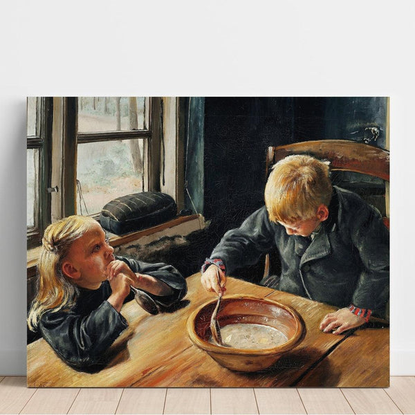 Reprodukcja obrazu Chłopiec i dziewczynka podczas lunchu - Laurits Andersen Ring