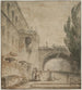 Un palais avec un pont en arc, une villa romaine - Hubert Robert — widok dzieła