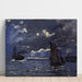 Reprodukcja obrazu pejzażu morskiego, żegluga przy świetle księżyca - Claude Monet