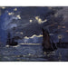Reprodukcja obrazu pejzażu morskiego, żegluga przy świetle księżyca - Claude Monet