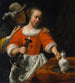Młoda kobieta i jeździec - Cornelis Bisschop — widok dzieła