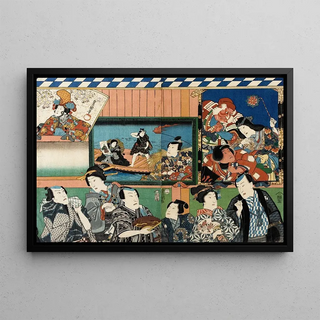 Utagawa Kunisada Toyokuni III - Actors Viewing Votive Pictures of Themselves.webp