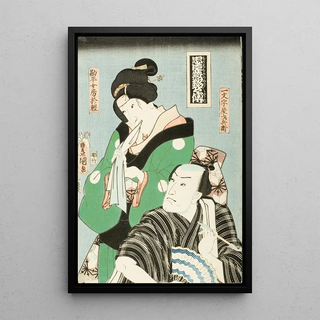 Utagawa Kunisada Toyokuni III - Actors in Roles of Kanpeis wife Okaru and Ichimonjiya Saibei from the Play Chshingura.webp
