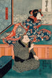 Arashi Otohachi III w Makanaibaba Okuma i Iwai Kumesabur II w Fille de Manchs Okoma - Utagawa Kunisada Toyokuni III — widok dzieła