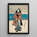 Mężczyzna w modnym stroju obserwujący śnieg - Utagawa Kunisada Toyokuni III — oprawiony obraz na ścianie