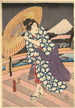 Scena deszczowa na moście - Utagawa Kunisada Toyokuni III — widok dzieła