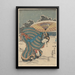 Scena zimowa, kobieta pochylająca się, aby dopasować but - Utagawa Kunisada Toyokuni III — oprawiony obraz na ścianie