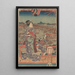 Kobieta i dziecko w fioletowym kimono nadzorujący łodzie i most - Utagawa Kunisada Toyokuni III — oprawiony obraz na ścianie