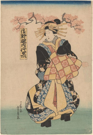Utagawa Kuniyoshi - Female Figure Hair Dressed with Yellow Pins Platform Shoes.webp