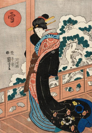 Utagawa Kuniyoshi - Snow Beauty on a Veranda.webp