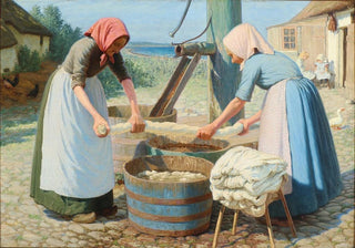 Valdemar Magaard - Et par bondekoner vasker tj p grdspladsen.webp