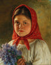 Dziewczyna z bukietem lilaków - Vasili Timofeevich Timofeev — widok dzieła