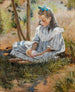 Młoda dziewczyna bawiąca się lalką - Vasily Vasilyevich Konovalov — widok dzieła