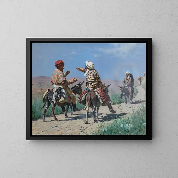 Mollahs idących na bazar - Vasily Vereshchagin — oprawiony obraz na ścianie