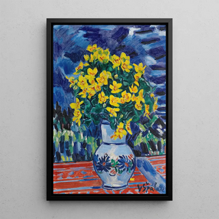 Vclav pla - Bouquet Of Flowers In A Blue Vase.webp