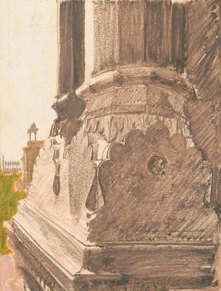 Victor Alfred Lundy - Red sandstone column base at Red Fort Delhi India.webp