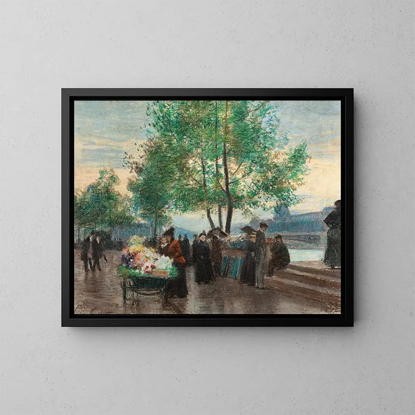 Marchands au bord de la Seine, Paris - Victor Gabriel Gilbert — oprawiony obraz na ścianie