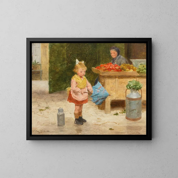 Jego pierwszy parasol - Victor Gabriel Gilbert — oprawiony obraz na ścianie